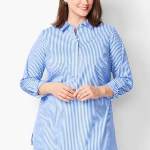 Talbots Wrinkle Resistant Stripe Long Sleeve Top - Picture 1 of 8